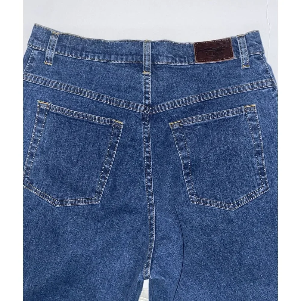 LL Bean Womens High Rise Tapered Leg Jean Classic Mom Jeans Blue Comfort Size 12 - Picture 9 of 15